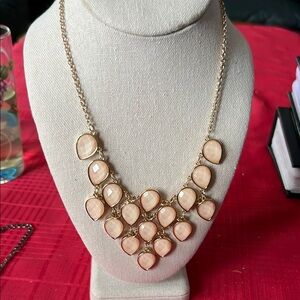 Elegant Gold and Pink Teardrop Necklace 16”